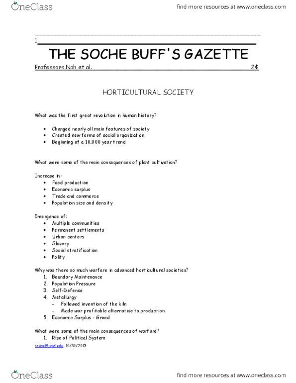 SOCY 200 Lecture Notes - Headhunting, Social Inequality, Economic Surplus thumbnail