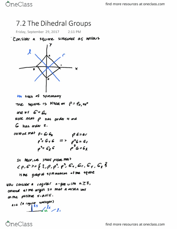 MATH-3210 Lecture 11: 7.2 The Dihedral Groups thumbnail