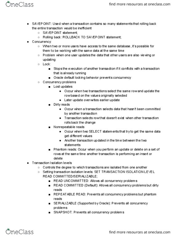 MIS 325 Lecture Notes - Lecture 16: Sql, Stored Procedure thumbnail