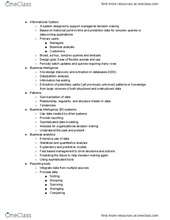 MIS 325 Lecture Notes - Lecture 19: Data Mining, Knowledge Extraction, Unstructured Data thumbnail