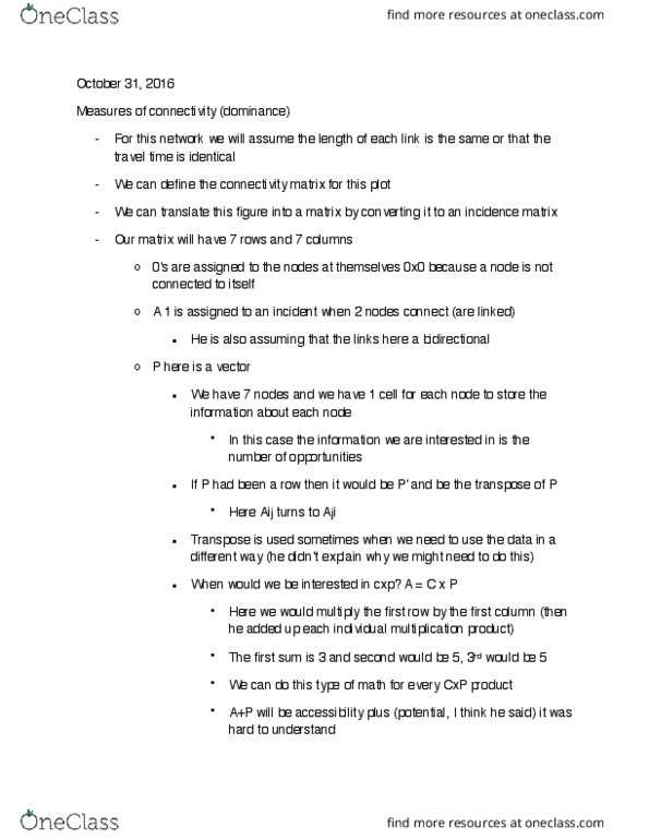 GEOG 3LT3 Lecture Notes - Lecture 12: Incidence Matrix, Address Plus Port thumbnail