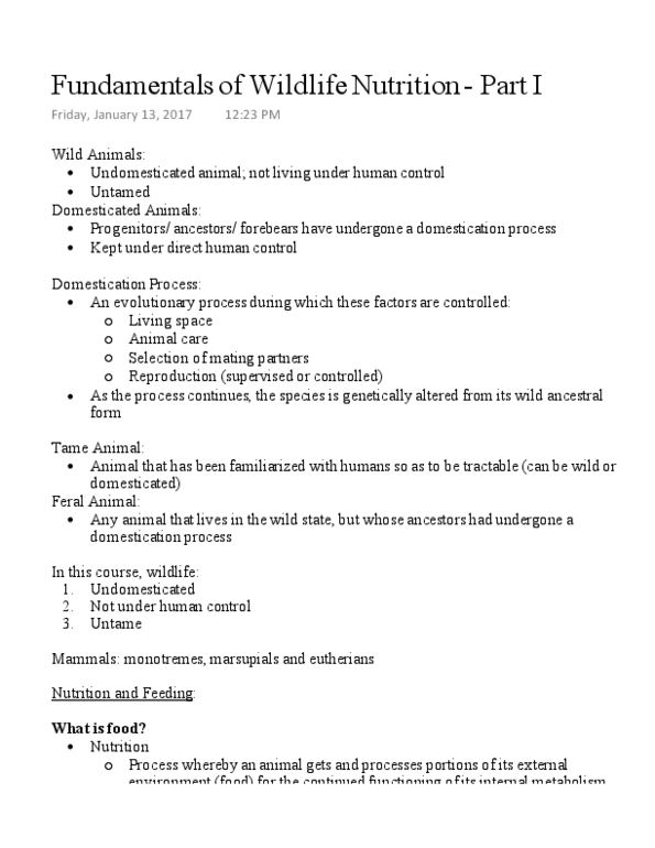 ANSC 3180 Lecture 2: Fundamentals of Wildlife Nutrition - Part I thumbnail