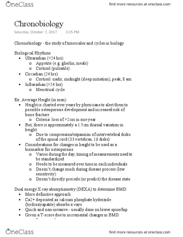 BIOL 1080 Lecture Notes - Lecture 4: Chronobiology, Dual-Energy X-Ray Absorptiometry, Hydroxylapatite thumbnail