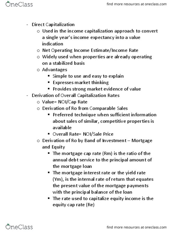 REE-4103 Chapter Notes - Chapter 23: Earnings Before Interest And Taxes, Capitalization Rate, Mortgage Loan thumbnail