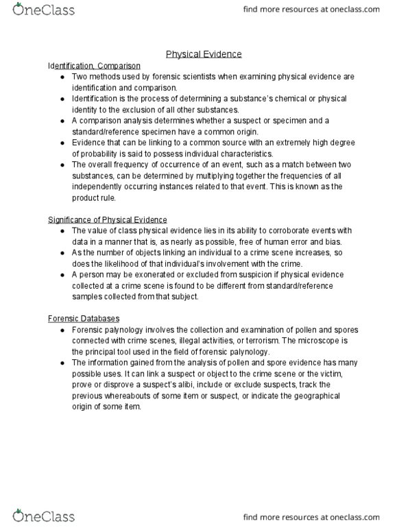 FRSC 1011H Chapter Notes - Chapter 5: Forensic Palynology, Product Rule, Buccal Swab thumbnail