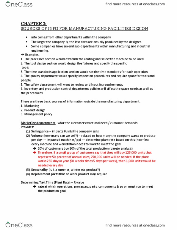 IND 400 Chapter Notes - Chapter 2: Takt Time, Pareto Analysis, Industrial Engineering thumbnail