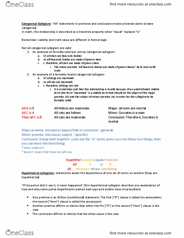 COMM 1117 Lecture Notes - Lecture 8: Hypothetical Syllogism, Syllogism, Transitive Relation thumbnail