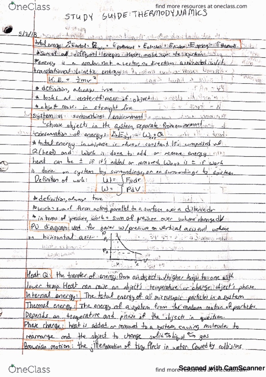 PHYSICS 3B Midterm: Thermodynamics Study Guide - OneClass