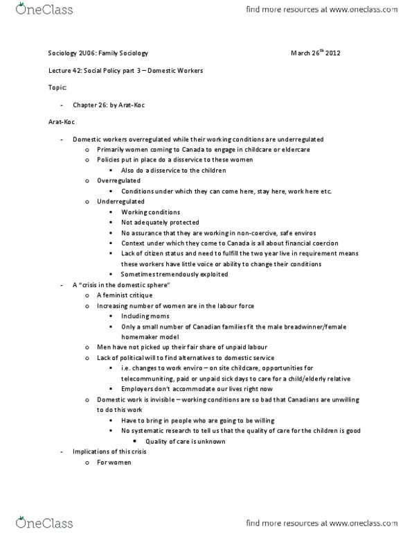 SOCIOL 2U06 Lecture Notes - Rela, Emo, Permanent Residency In Canada thumbnail