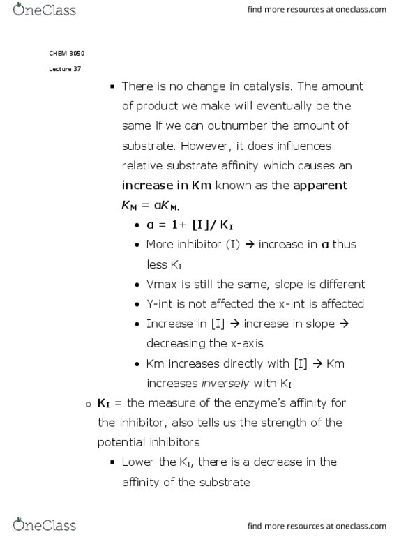 CHEM 3050 Lecture Notes - Lecture 37: Competitive Inhibition thumbnail