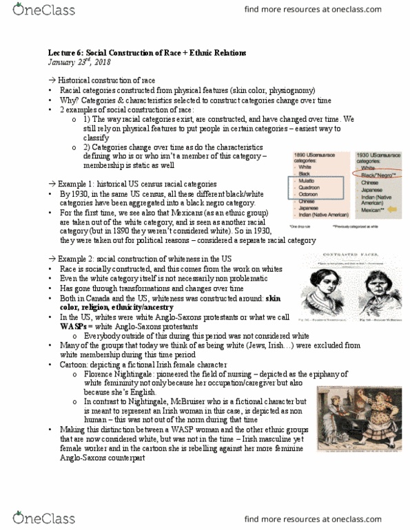 SOCI 230 Lecture Notes - Lecture 6: Race Matters, Physiognomy, Primordialism thumbnail