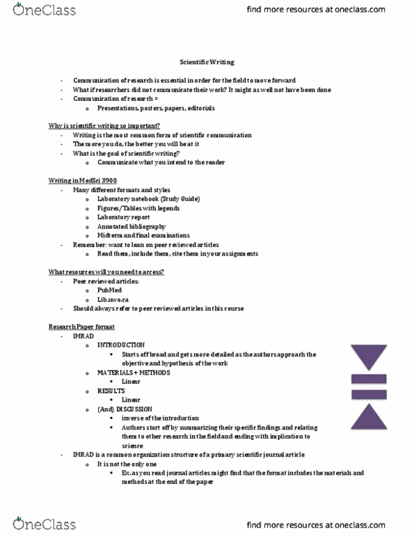 Medical Sciences 3900F/G Lecture Notes - Lecture 2: Imrad, Lab Notebook, Pubmed thumbnail