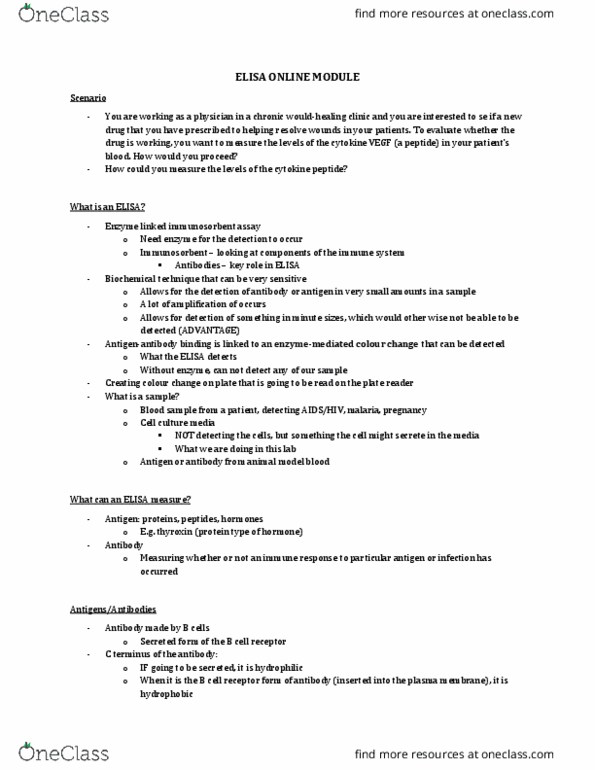 Medical Sciences 3900F/G Lecture Notes - Lecture 5: B-Cell Receptor, Plate Reader, Immunoglobulin Heavy Chain thumbnail