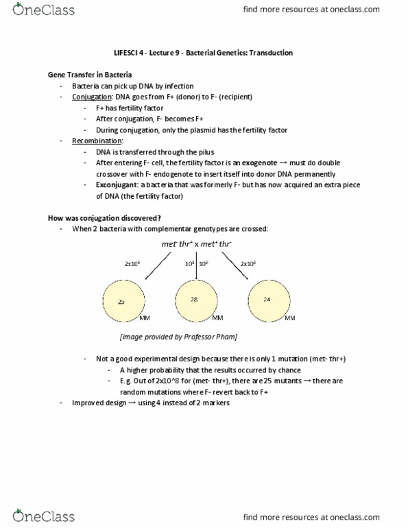 LIFESCI 4 Lecture Notes - Lecture 9: Azide, Hfr Cell, Streptomycin thumbnail