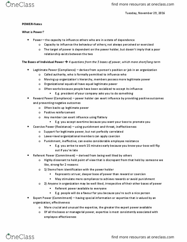 COMMERCE 1BA3 Chapter Notes - Chapter 11: Organizational Commitment, Reinforcement, User Friendly thumbnail