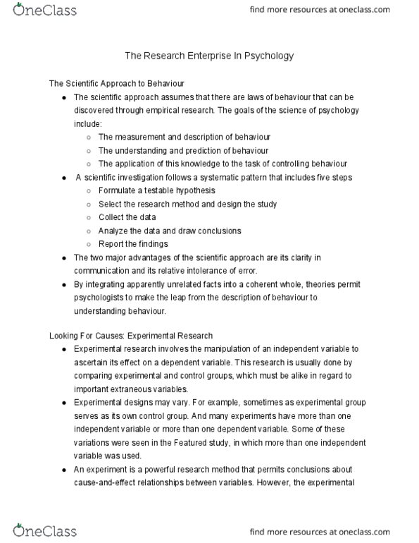 PSYC 1020H Chapter Notes - Chapter 2: Abusive Power And Control, Dependent And Independent Variables, Sampling Bias thumbnail