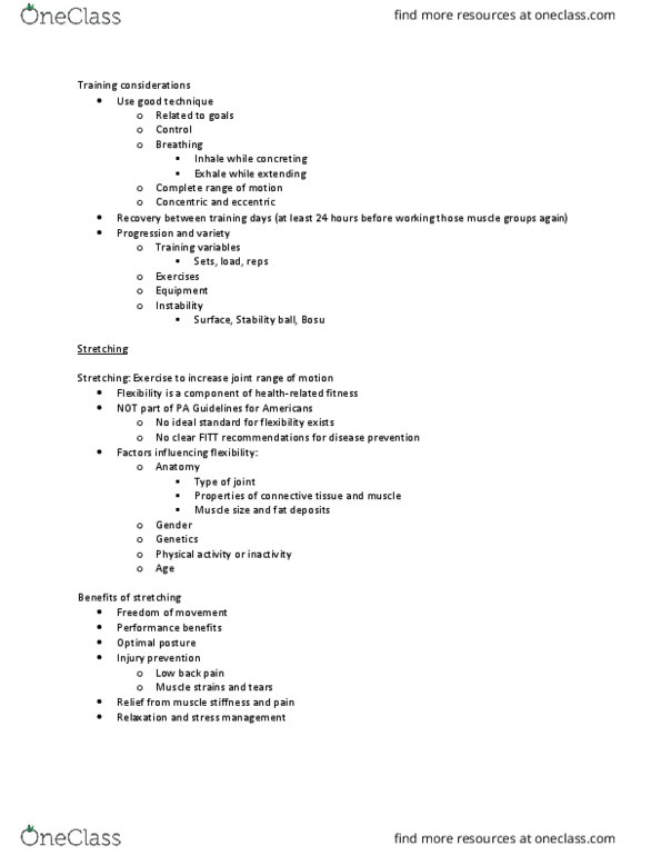 HHP 2200 Lecture Notes - Lecture 12: Stretching, Injury Prevention, Hamstring thumbnail