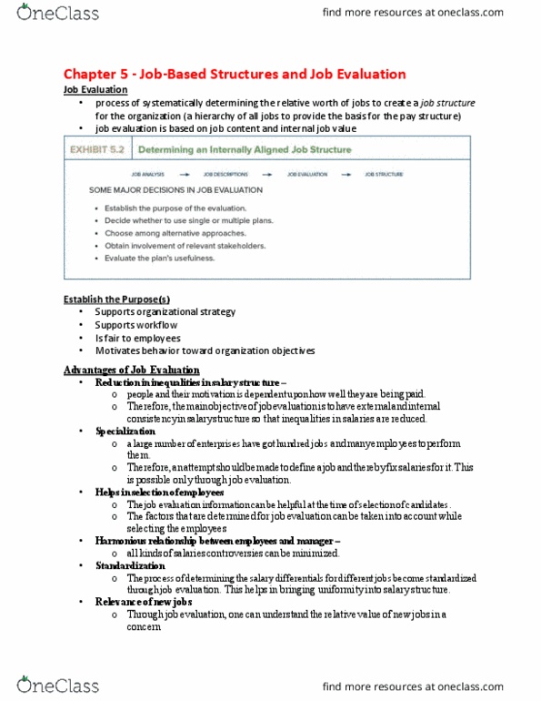 CRM 200 Lecture Notes - Lecture 5: Job Evaluation, Step One, Subfactor thumbnail