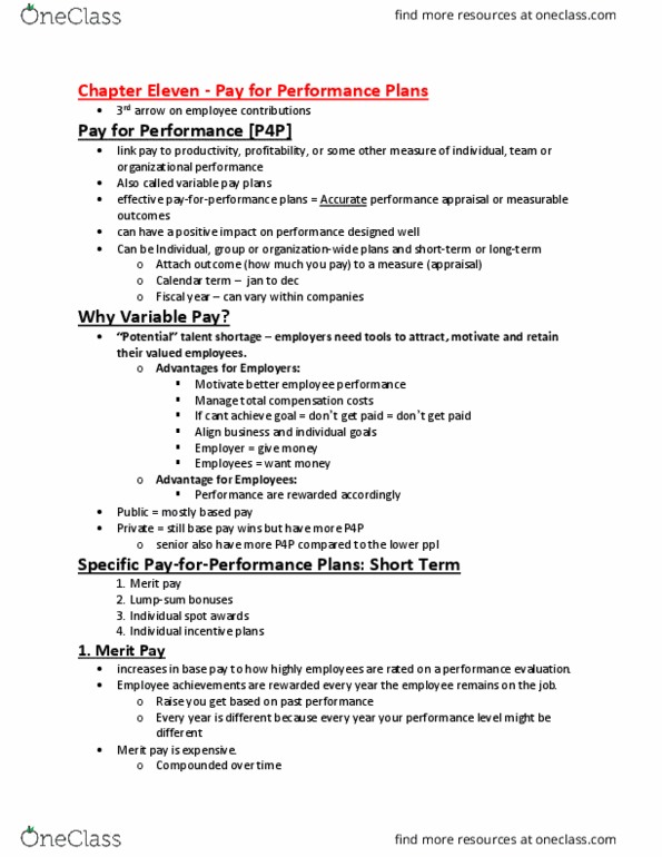 CRM 200 Lecture Notes - Lecture 11: Merit Pay, Lump Sum, Performance Appraisal thumbnail