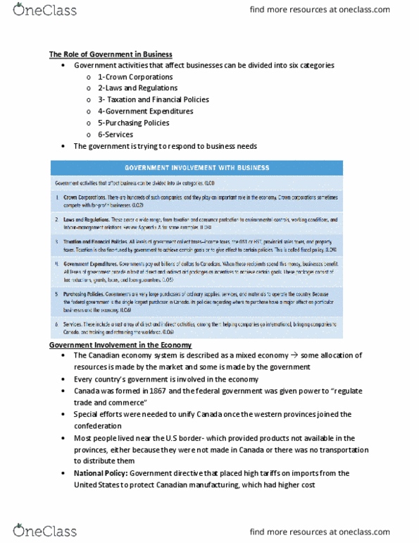 COMMERCE 1E03 Chapter Notes - Chapter 5: Mixed Economy, Unemployment Benefits, Fiscal Policy thumbnail