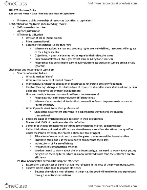 PHIL 270 Lecture Notes - Lecture 2: Pareto Efficiency, Coase Theorem, Keystone Species thumbnail