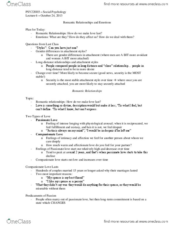 PSY220H5 Lecture Notes - Lecture 7: Paul Ekman, Emotional And Behavioral Disorders, Social Emotions thumbnail