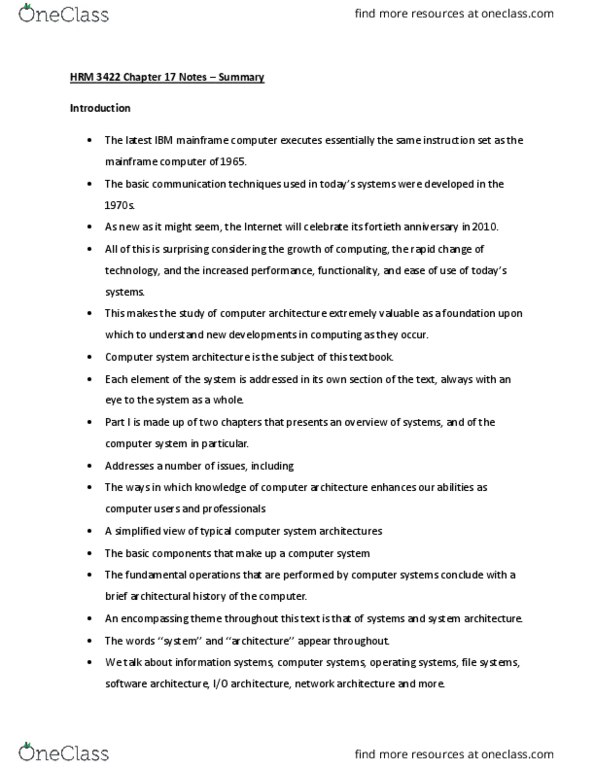 HRM 3422 Chapter Notes - Chapter 17: Ibm Mainframe, Mainframe Computer, Software Architecture thumbnail