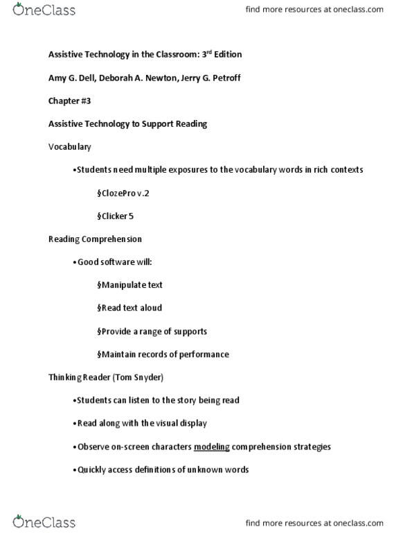 EDPS 45900 Lecture Notes - Lecture 7: Assistive Technology thumbnail