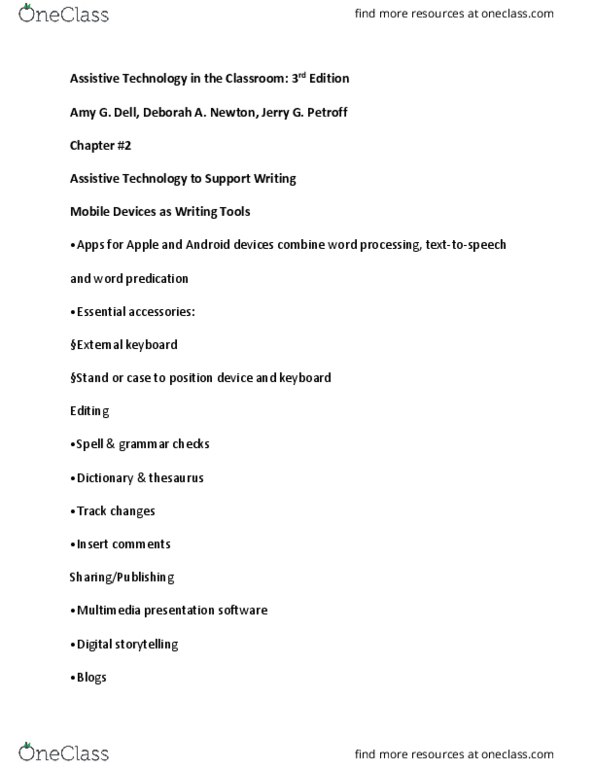 EDPS 45900 Lecture Notes - Lecture 1: Assistive Technology, Digital Storytelling, Word Processor thumbnail