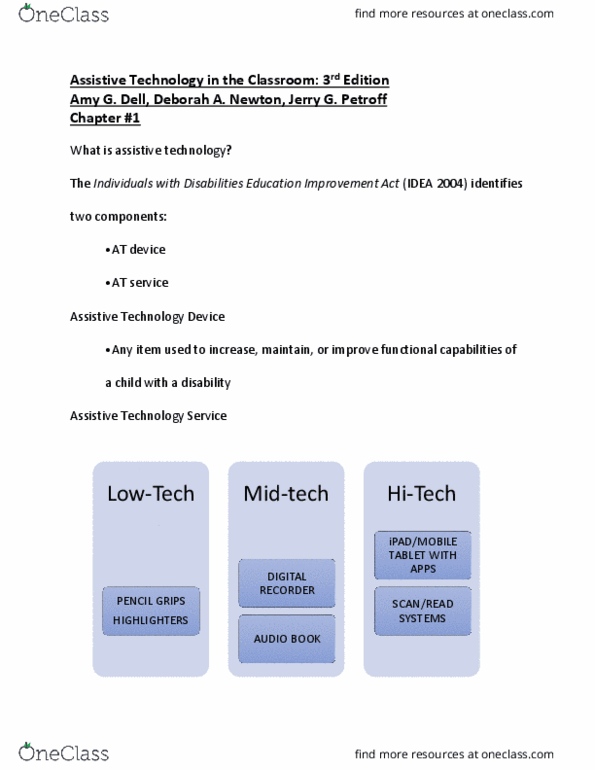 EDPS 45900 Lecture Notes - Lecture 13: Assistive Technology, Rehabilitation Act Of 1973 thumbnail