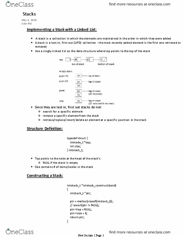 SYSC 2006 Lecture Notes - Lecture 5: C Dynamic Memory Allocation, Linked List thumbnail