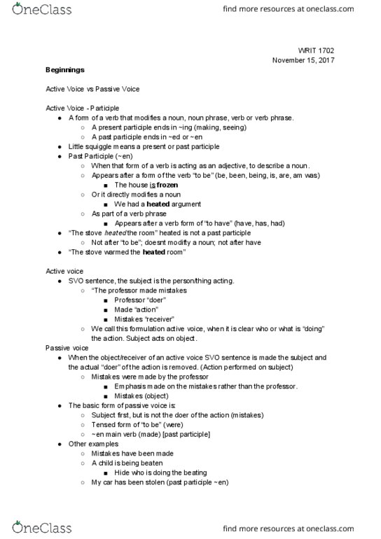 WRIT 1702 Lecture Notes - Lecture 10: Chlorophyll, Focusing, Idiom thumbnail