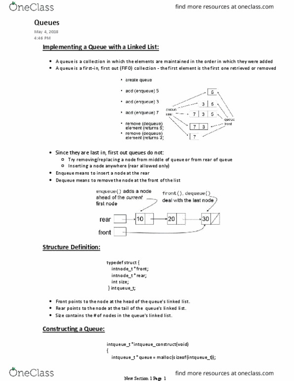 SYSC 2006 Lecture Notes - Lecture 4: C Dynamic Memory Allocation, Linked List thumbnail