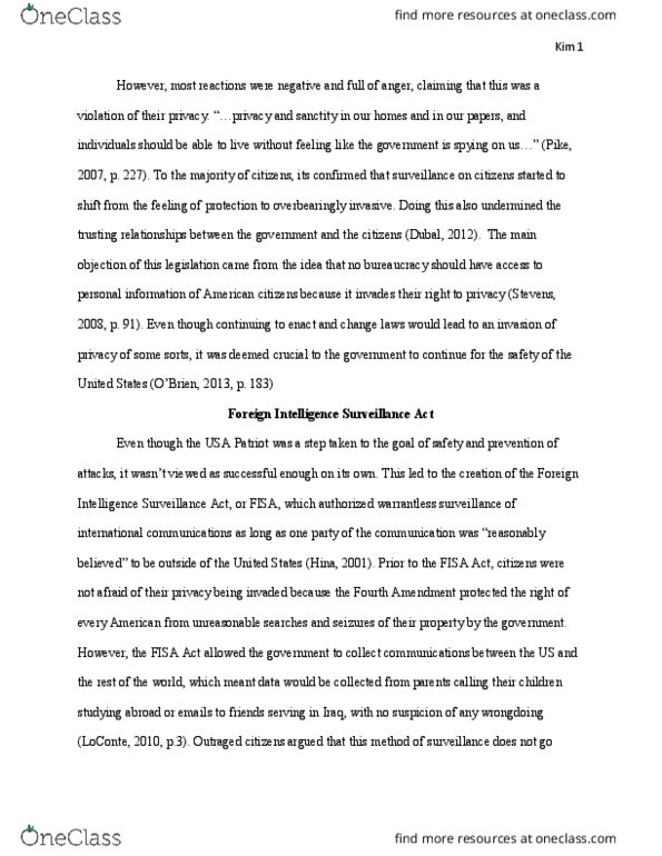 POLS 2000 Lecture Notes - Lecture 7: Foreign Intelligence Surveillance Act thumbnail