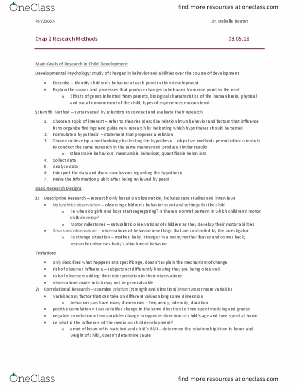 PSY 2105 Chapter Notes - Chapter 2: Naturalistic Observation, Institutional Review Board, Dependent And Independent Variables thumbnail