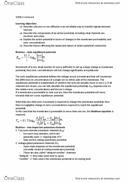 BMS1052 Lecture Notes - Lecture 4: Resting Potential, Goldman Equation, Kurdistan Workers' Party thumbnail