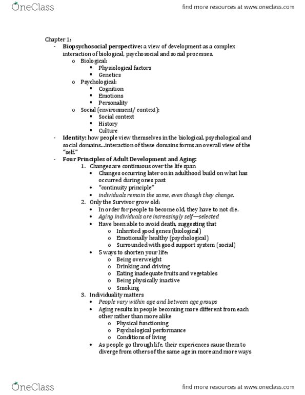 PSY 402 Chapter Notes - Chapter 1: Socioeconomic Status, Jeanne Calment, Continuity Equation thumbnail