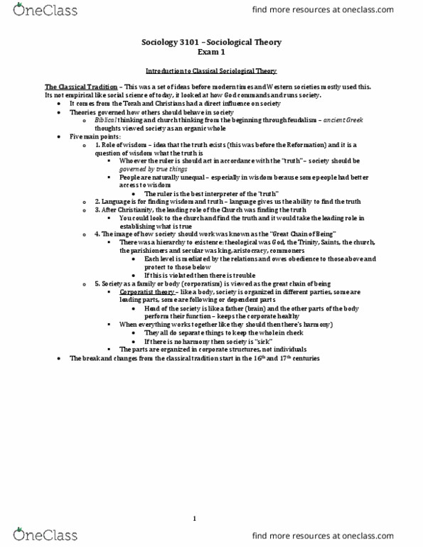 SOCL 3101 Lecture Notes - Lecture 16: Feudalism, Toleration, Puritans thumbnail