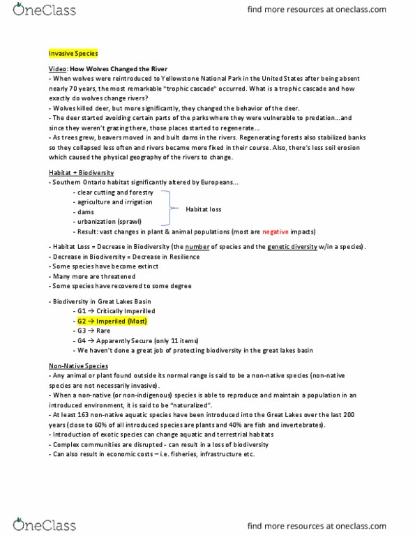 Geography 2011A/B Lecture Notes - Lecture 13: Great Lakes Basin, Trophic Cascade, Habitat Destruction thumbnail