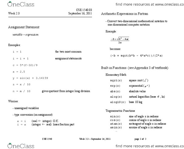 EECS 1540 Lecture Notes - Type Conversion, Double-Precision Floating-Point Format, Mathematical Notation thumbnail