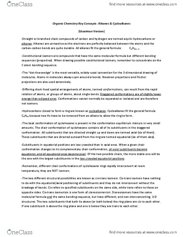 Chemistry 1027A/B Lecture Notes - Staggered Conformation, Cyclohexane Conformation, Chemical Formula thumbnail