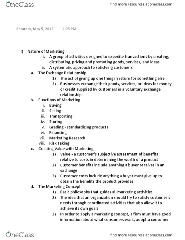 BUSN 70 Chapter Notes - Chapter 11: Marketing Mix, Marketing, Social Forces thumbnail