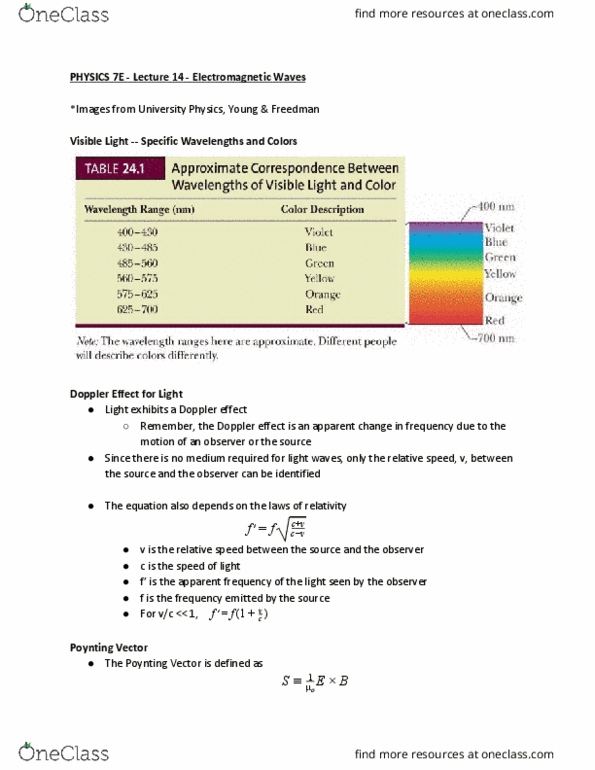 PHYSICS 7E Lecture Notes - Lecture 14: International System Of Units, Electric Field, Electromagnetic Radiation thumbnail