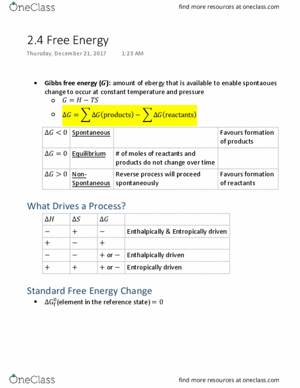 Chemistry 1302A/B Chapter Notes - Chapter 2.4: Gibbs Free Energy thumbnail