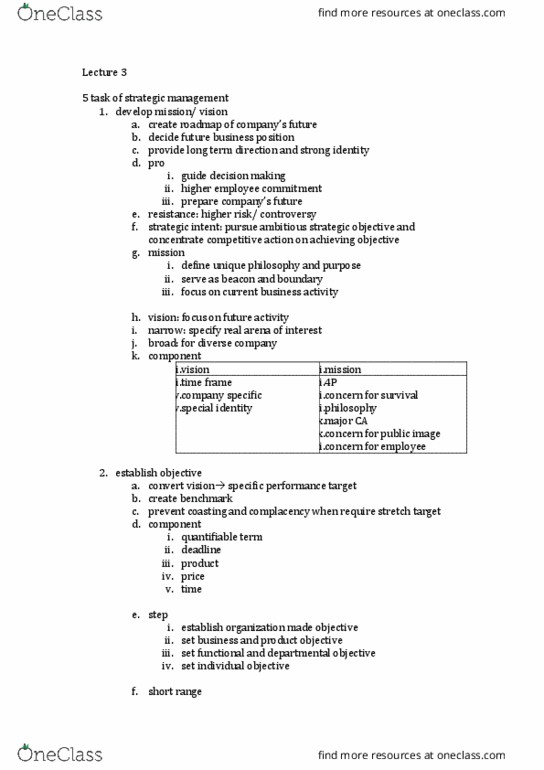BUSI 4609 Lecture Notes - Lecture 3: Swot Analysis, Specific Performance, Strategic Management thumbnail