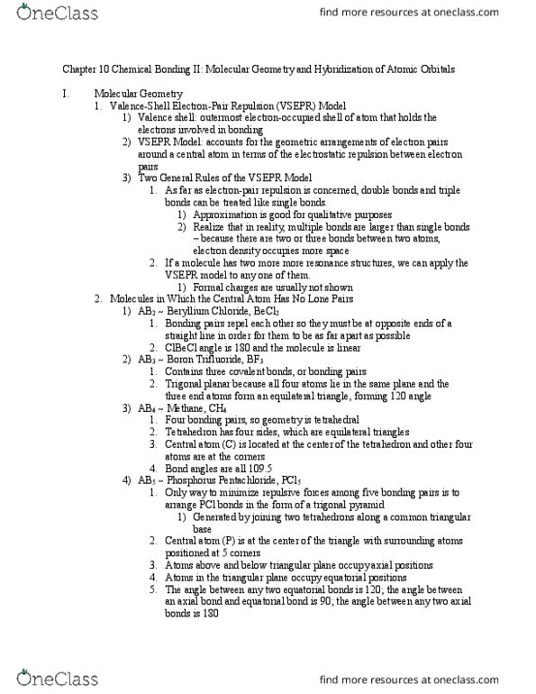 CHE 110 Chapter Notes - Chapter 10: Hexafluoride, Chemical Bond, Pauli Exclusion Principle thumbnail