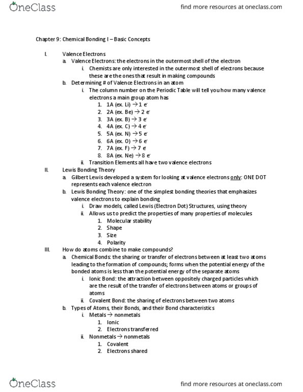 CHE 110 Lecture Notes - Lecture 9: Ionic Compound, Fluorine, Ionic Bonding thumbnail