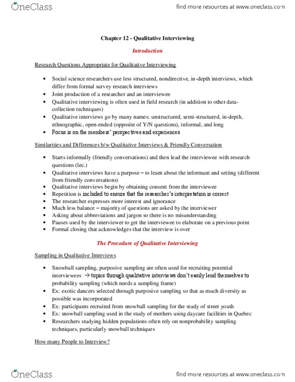 SOC221H5 Chapter Notes - Chapter 12: Nonprobability Sampling, Focus Group, The Focus Group thumbnail