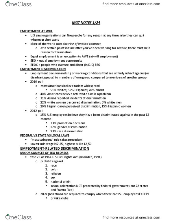 MGT 302 Lecture Notes - Lecture 1: Outsourcing, Job Evaluation, Customer Service thumbnail