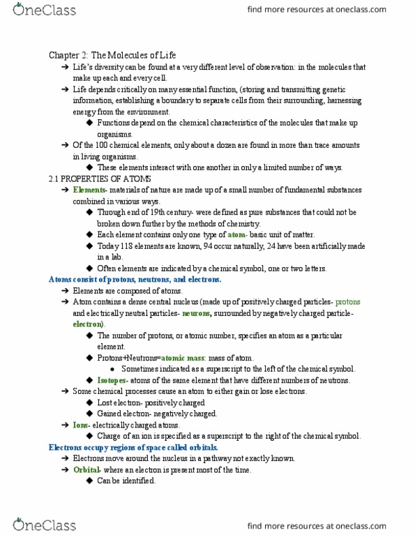 BIOL 150 Chapter Notes - Chapter 2: Galactose, Cytosine, Phosphodiester Bond thumbnail